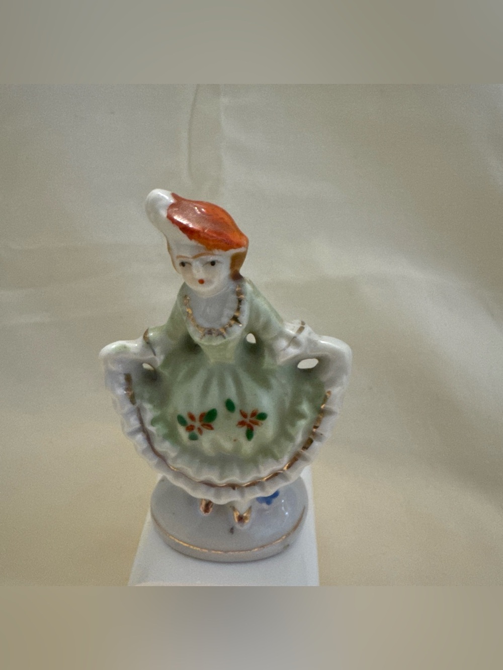 Vtg Miniature Victorian Lady Porcelain Figurine Hand Painted Occupied Japan 3"